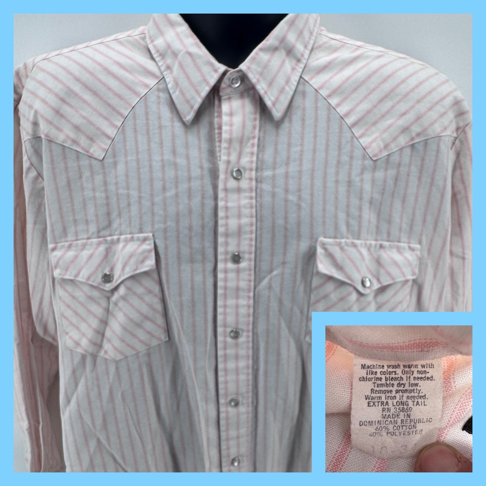 Vintage Western Fashions Men's Long Tail Striped Pearl Snap Western‎ Shirt